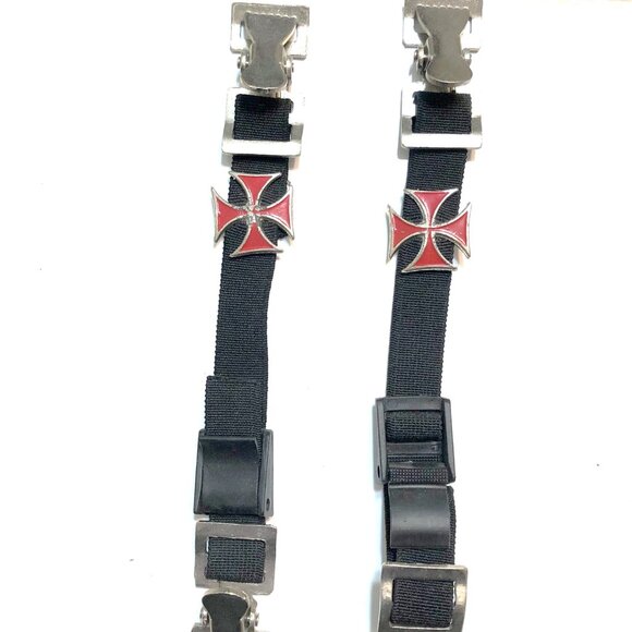 Tennessee Leather Red Iron Cross Motorcycle Riding Pant Alligator Clips 💸 - Picture 1 of 3